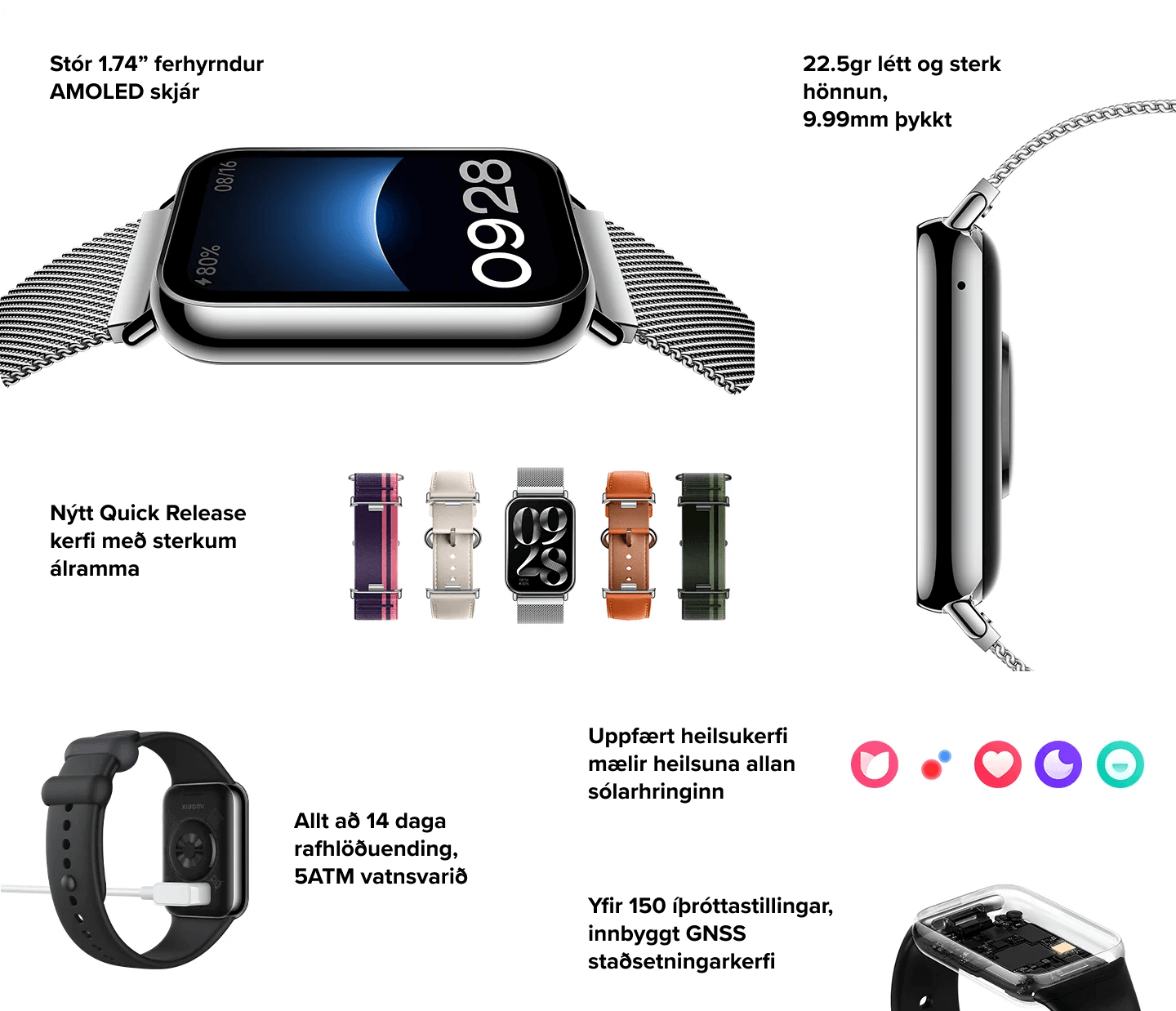 Xiaomi Smart Band 8 Pro snjallúr heilsuúr